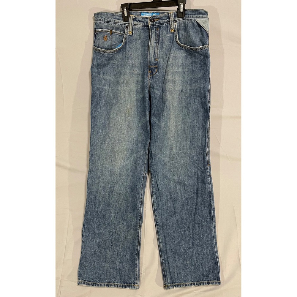 ROCAWEAR VTG MENS JEANS 34X32 BLUE DENIM BAGGY WIDE LEG Y2K HIP HOP GRUNGE SKATE